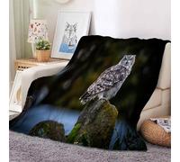 YZQGLHP Great Horned Owl Throw Blanket Stone 3D Flannel Blanket 180x200 cm, Lightweight Microfiber Versatile Blankets and Throws for Bed Sofa Settees Couch Office