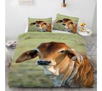 YZQGLHP Jersey Cattle Bedding Bed Set - Animal Duvet Cover Sets 3 Pieces 155x220cm - Reversible Printed Quilt Cover and 2 Pillowcases - Soft Brushed Microfiber, with Zipper Closure