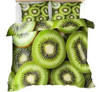 YZQGLHP Kiwi Fruit Small Double Duvet Cover 170×200cm Fruit Soft Single Bedding Microfibre Lightweight Quilt Cover with Zipper and 2 Pillowcases 50x75cm