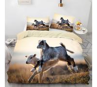 YZQGLHP Lamb Bedding Super King Bed Set - Animal Duvet Cover Sets 3 Pieces - Reversible Printed Quilt Cover and 2 Pillowcases - Soft Brushed Microfiber, with Zipper Closure