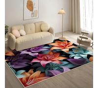 YZQGLHP Lilies Area Rugs, Broken Flower Carpets, Washable Rug 40x60 cm Anti-Slip Non Shedding, Soft Low Pile Rugs for Bedroom Living Room Office Area Kitchen Decor
