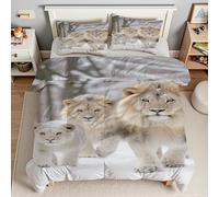 YZQGLHP Lion Queen Snow Quilt for All Seasons, Machine Washable Duvets- Lightweight Soft Comforter 228x228cm and 2 Pillowcases 50x75cm