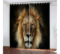 YZQGLHP Lions Curtain, Suitable for Bedroom and Living Room, Animals Blackout Curtains, Eyelet Curtains，Heat Insulation and Light Blocking,W46 xL90 (2 Pieces)