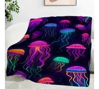 YZQGLHP Marine Animals Throw Blanket Jellyfish 3D Flannel Blanket 180x200 cm, Lightweight Microfiber Versatile Blankets and Throws for Bed Sofa Settees Couch Office