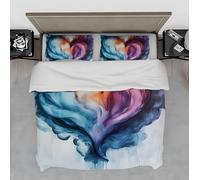 YZQGLHP Modern Watercolour Hearts King Size Duvet Cover Sets Multicoloured Abstract Bedding Sets King Size Soft Fluffy Microfibre Quilt Covers with Zipper Closure and 2 Pillow Covers 50x75cm
