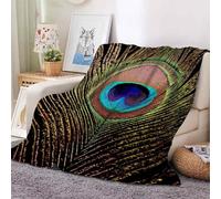 YZQGLHP Peacock Feather Throw Blanket Animals 3D Flannel Blanket 150x200 cm, Lightweight Microfiber Versatile Blankets and Throws for Bed Sofa Settees Couch Office