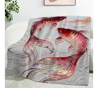 YZQGLHP Pisces Throw Blanket Marine Creatures Small Single Blanket 3D Print Super Soft Flannel and Warm Fluffy Fleece Lightweight Throws for Bed and Sofa 70x100cm