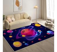 YZQGLHP Planet Area Rugs, Rockets Carpets, Washable Rug 120x170 cm Anti-Slip Non Shedding, Soft Low Pile Rugs for Bedroom Living Room Office Area Kitchen Decor