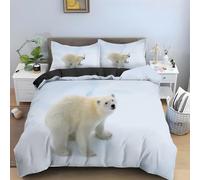 YZQGLHP Polar Bears Bedding Bed Set - Snowy Ground Duvet Cover Sets 3 Pieces 155x220cm - Reversible Printed Quilt Cover and 2 Pillowcases - Soft Brushed Microfiber, with Zipper Closure