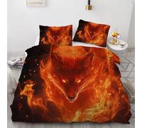 YZQGLHP Red fox Bedding Super King Bed Set - Flame Duvet Cover Sets 3 Pieces - Reversible Printed Quilt Cover and 2 Pillowcases - Soft Brushed Microfiber, with Zipper Closure