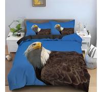 YZQGLHP Sea Eagle Bedding Double Bed Set - Blue Duvet Cover Sets 3 Pieces - Reversible Printed Quilt Cover and 2 Pillowcases - Soft Brushed Microfiber, with Zipper Closure