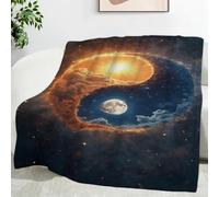 YZQGLHP Sun-Moon Tai Chi Throw Blanket Galaxy King Blanket 3D Print Super Soft Flannel and Warm Fluffy Fleece Lightweight Throws for Bed and Sofa 200x240cm
