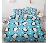 YZQGLHP Super King Duvet Cover Sets Cute Penguin Print Design Bedding Set Soft Microfiber with Zipper Closure Quilt Cover 2 Pillowcases for Kids Teenagers Adult