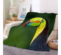 YZQGLHP Toucan Throw Blanket Green 3D Flannel Blanket 150x200 cm, Lightweight Microfiber Versatile Blankets and Throws for Bed Sofa Settees Couch Office