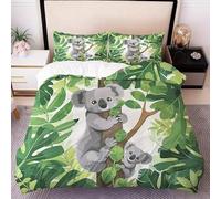 YZQGLHP Tropical Plants Duvet Cover Sets, Sloth Duvet Cover, Microfibre 3 Piece with Zipper Closure, Soft Cosy Bedding, Reversible Quilt Cover 100 X 120 cm and 2 Pillow Cases 50 X 75 cm