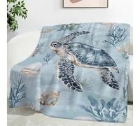YZQGLHP Turtle Throw Blanket Seaweed Small Single Blanket 3D Print Super Soft Flannel and Warm Fluffy Fleece Lightweight Throws for Bed and Sofa 70x100cm