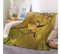 YZQGLHP Willow Warbler Throw Blanket Tree Branch 3D Flannel Blanket 180x200 cm, Lightweight Microfiber Versatile Blankets and Throws for Bed Sofa Settees Couch Office