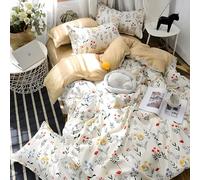 YZQGLHP Yellow Flowers Emperor Duvet Cover Natural Botanicals Printed Microfiber King Size Duvet Cover Set with 2 Pillowcases 50x75 cm, Soft & Cozy, Easy Care with Hidden Zipper