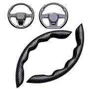 YZQSWCX 2 Pcs Car Steering Wheel Covers for Skoda Octavia 2020 2021 2022 2023 2024 2025, Anti-slip Anti-scratch Segmented Steering Wheel Protector Accessories,Black