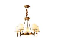 YZSMD Ceiling lamp Chandelier Led Modern 5 Lights Brass Lamp Chandelier Cloth Lampshade Light Fixture Compatible with Study Room/Office, Dining Room, Living Room Decoration E14 Edison Lighting Flush