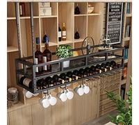 YZSMD Ceiling Wine Rack & Glass Holder - Overhead Garage Storage with Hanging Plant Shelf, Wall Mount & Suspension Design - 3-In-1 Wine Bottle Rack & Storage Solution