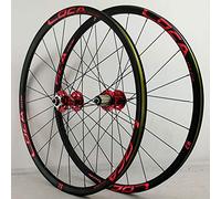 YZSMD MTB Bike Wheels 26/27.5/29 Inch Bicycle Wheelset Disc Brake 6 Pawl Ultralight Double Layer Alloy Rim Quick Release 7-12 Speed 24 Holes (Color : Black Hub red label, Size