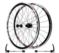 YZSMD Road Bike 700C Wheelset, 20/24 Holes Front 2 And Rear 4 Bearings C/V Brake Double Wall Alloy Rims Quick Release 7/8/9/10/11/12