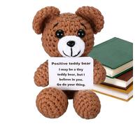 yztju Crochet Bear Positive Support Knitted Bear Animal Figure Soft Bear Toy Funny Animal Decor Room Decor Adorable Teddy Bear Handmade Crochet Toy Positive Vibes Cute Bear