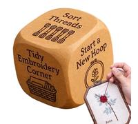 yztju Embroidery Cube - Wooden Engraved Handmade Sewing Kit, Organiser Cube for Fabric Supplies and Embroidery Ideas, for Beginners, Stickers, Women, Enthusiasts, Knitting, Home, Travel, Artworks