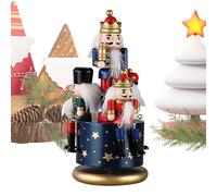 yztju Nutcracker Music Box - Vintage Rotating Christmas Ornament, Hand-Painted Wooden Figurine | Charming Animated Holiday Display, Wind-Up Festive Keepsake for Home Storefront Celebration Mantel