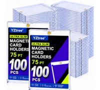 YZtree 75pt Magnetic Card Holder, 100 Pack Clear Acrylic Trading Card Cases
