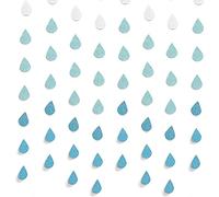 Yzurbu 24 Strings Raindrop Garland Decorations, Paper Hanging Rain Drops Decor Pieces for Baby Shower, Party and Centerpieces Decoration - Blue