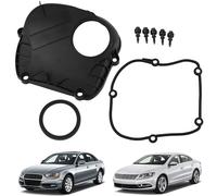 YzusGomumu Engine Upper Timing Chain Cover with Gasket Compatible with 2008-2017 Audi A3 A4 A5 A6 Q5 TT VW Beetle CC EOS Golf GTI Jetta Passat TIGUAN Replaces# 06H103269H 06H103269L 06H103269G, Black