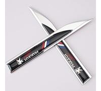 YZWDSFP 3D Car Sticker for Peugeot, Car Self Adhesive Badge Emblem, Auto Side Fender Rear Trunk Sport Decal Logo, Car Styling Body Fittings