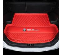 YZWDSFP Car Leather Boot Mats for Alfa Romeo 159 (939) (Combi) 2005-2011, Tailored Waterproof Rear Trunk Liner, Anti-Scratch Auto Cargo Tray Protector Cover, Car Carpets with Raised Edges, Red