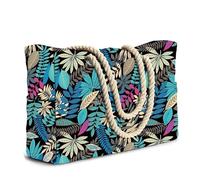 YZWHKJ Beach Bags For Women Beach Bag Striped Large Storage Canvas Traveling Capacity Shopping Environmental Protection Handbag(FLOWER)