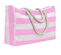 YZWHKJ Beach Bags For Women Beach Bag Striped Large Storage Canvas Traveling Capacity Shopping Environmental Protection Handbag(PINK)