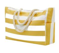 YZWHKJ Beach Bags For Women Beach Bag Striped Large Storage Canvas Traveling Capacity Shopping Environmental Protection Handbag(YELLOW)
