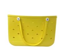 YZWHKJ Beach Bags For Women Durable Waterproof Beach Bag Storage Baskets Summer Rubber Tote Solid Color Jelly Bags Sundries Organizer(Yellow)