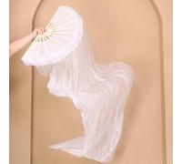 YZWHKJ Belly Dance Fan 150cm Length Ms.Belly Dancing Fan Gradient Color Dancer Practice Imitation Silk Long Fans Dance Performance Props White(120x90cm-1pc Right)