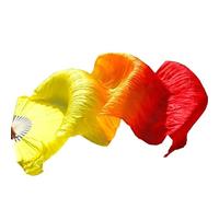 YZWHKJ Belly Dance Fan 150cm Length Ms.Belly Dancing Fan Gradient Long Color Practice Dancer Props Silk Dance Imitation 1piece(Imitation silk fan-6,1 pc left hand)