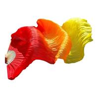 YZWHKJ Belly Dance Fan 150cm Length Ms.Belly Dancing Fan Gradient Long Color Practice Dancer Props Silk Dance Imitation 1piece(Imitation silk fan-2,1 pc left hand)