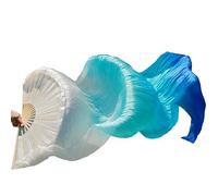 YZWHKJ Belly Dance Fan 150cm Length Ms.Belly Dancing Fan Gradient Long Color Practice Dancer Props Silk Dance Imitation 1piece(Imitation silk fan-5,1 pc left hand)