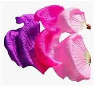 YZWHKJ Belly Dance Fan 1PC 150cm Length Ms.Belly Dancing Fan Gradient Color Dancer Practice Long Imitation Dance Props Silk Fans(45 x100 cm)