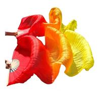 YZWHKJ Belly Dance Fan 2PCS 150cm Length Ms.Belly Dancing Fan Gradient Color Dancer Practice Long Imitation Dance Props Rayon Silk Fans(Imitation silk fan-1)