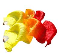 YZWHKJ Belly Dance Fan 2PCS 150cm Length Ms.Belly Dancing Fan Gradient Color Dancer Practice Long Imitation Dance Props Rayon Silk Fans(Imitation silk fan-2)