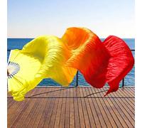 YZWHKJ Belly Dance Fan 2PCS Right Hand 180cm Length Ms.Belly Dancing Fan Gradient Color Dance Practice Long Imitation Silk Fans Props(FS56,150x90cm-1pc Right)