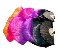 YZWHKJ Belly Dance Fan Belly Dance Silk Fan Real Long Fans 1 Pair Gradient Color Practice Dancing(Fan-05,M-150x90cm)