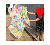 YZWHKJ Belly Dance Fan Real Silk Belly Dance Fans 1 Pair Handmade Dyed BellyDance Long Fan Veils(Color 8,1.8x0.9M)