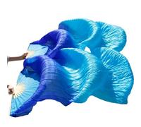YZWHKJ Belly Dance Fan Real Silk Fabric Fans 1 Pair Women Belly Dancing 180 * 90(12,150x90cm Real Silk)
